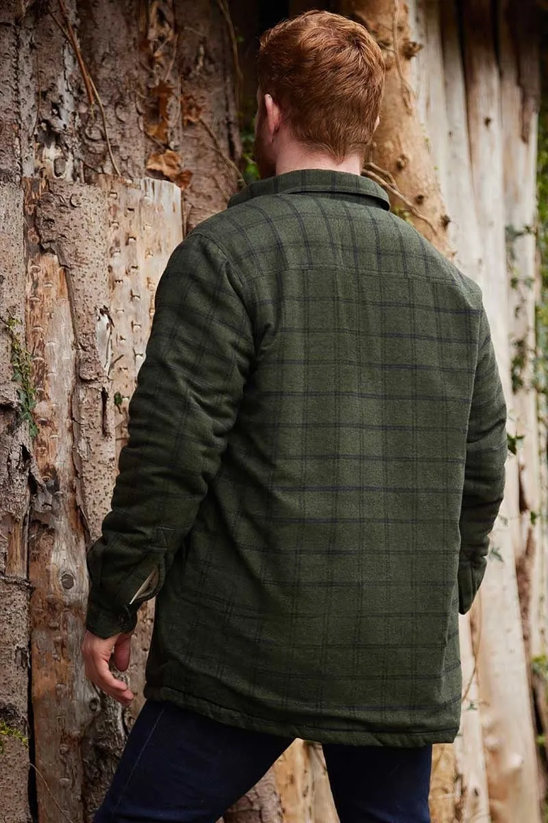 Lee Valley Flannel Fleece Lined Shirt - Forest Green Black Checkered